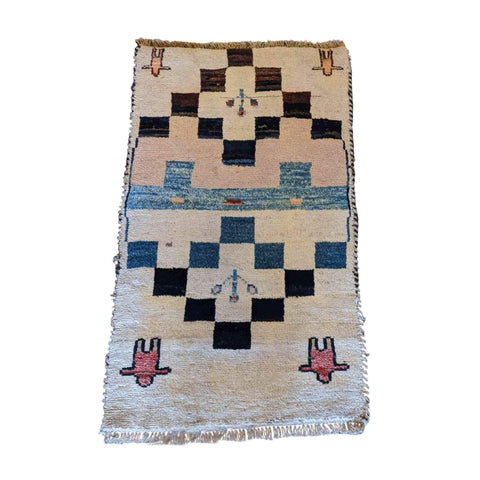 90 x 60 cm Persian Gabbeh Tribal White Rug - Rugoutlet
