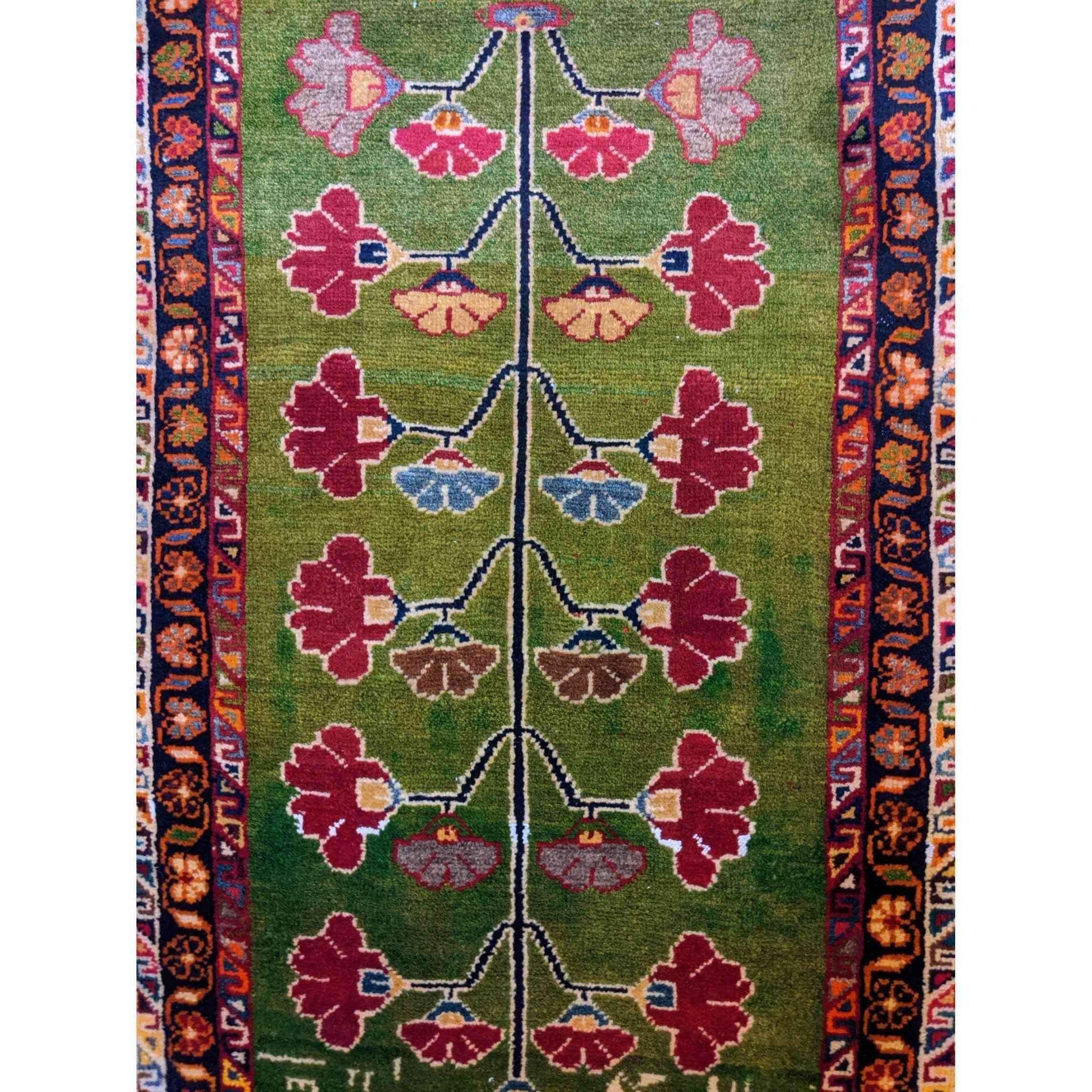 90 x 60 cm yalameh Tribal Green Rug - Rugmaster