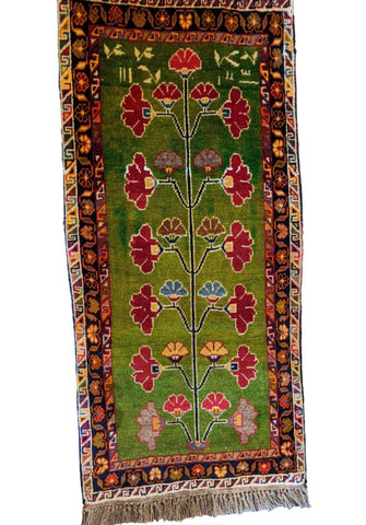 90 x 60 cm yalameh Tribal Green Rug - Rugoutlet