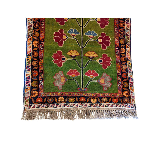 90 x 60 cm yalameh Tribal Green Rug - Rugoutlet