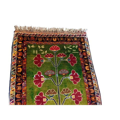 90 x 60 cm yalameh Tribal Green Rug - Rugoutlet