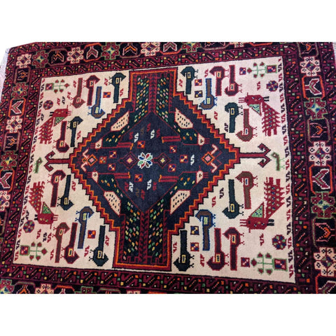 90 x 80 cm Persian Baluch Traditional Red Small Rug - Rugoutlet