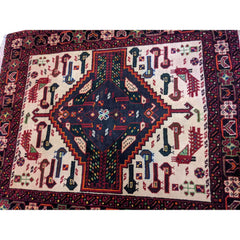 90 x 80 cm Persian Baluch Traditional Red Small Rug - Rugmaster