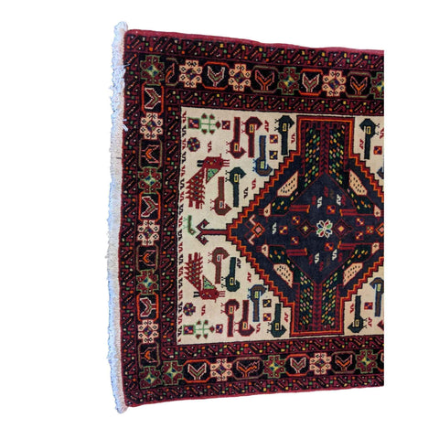 90 x 80 cm Persian Baluch Traditional Red Small Rug - Rugmaster