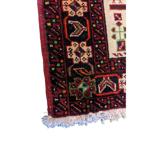 90 x 80 cm Persian Baluch Traditional Red Small Rug - Rugmaster