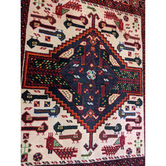 90 x 80 cm Persian Baluch Traditional Red Small Rug - Rugoutlet