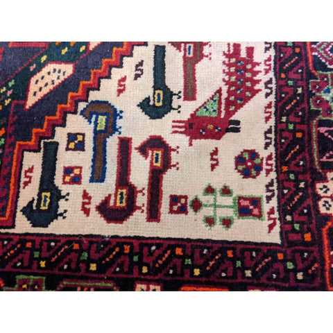 90 x 80 cm Persian Baluch Traditional Red Small Rug - Rugmaster