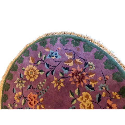90 x 90 cm Chinese Round Purple Small Rug - Rugoutlet