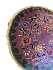 90 x 90 cm Chinese Round Purple Small Rug - Rugmaster