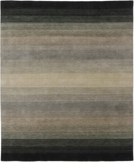 90x60 cm wool Black Rug-6029, Black Grey - Rugoutlet