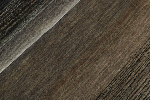 90x60 cm wool Black Rug-6029, Black Grey - Rugoutlet