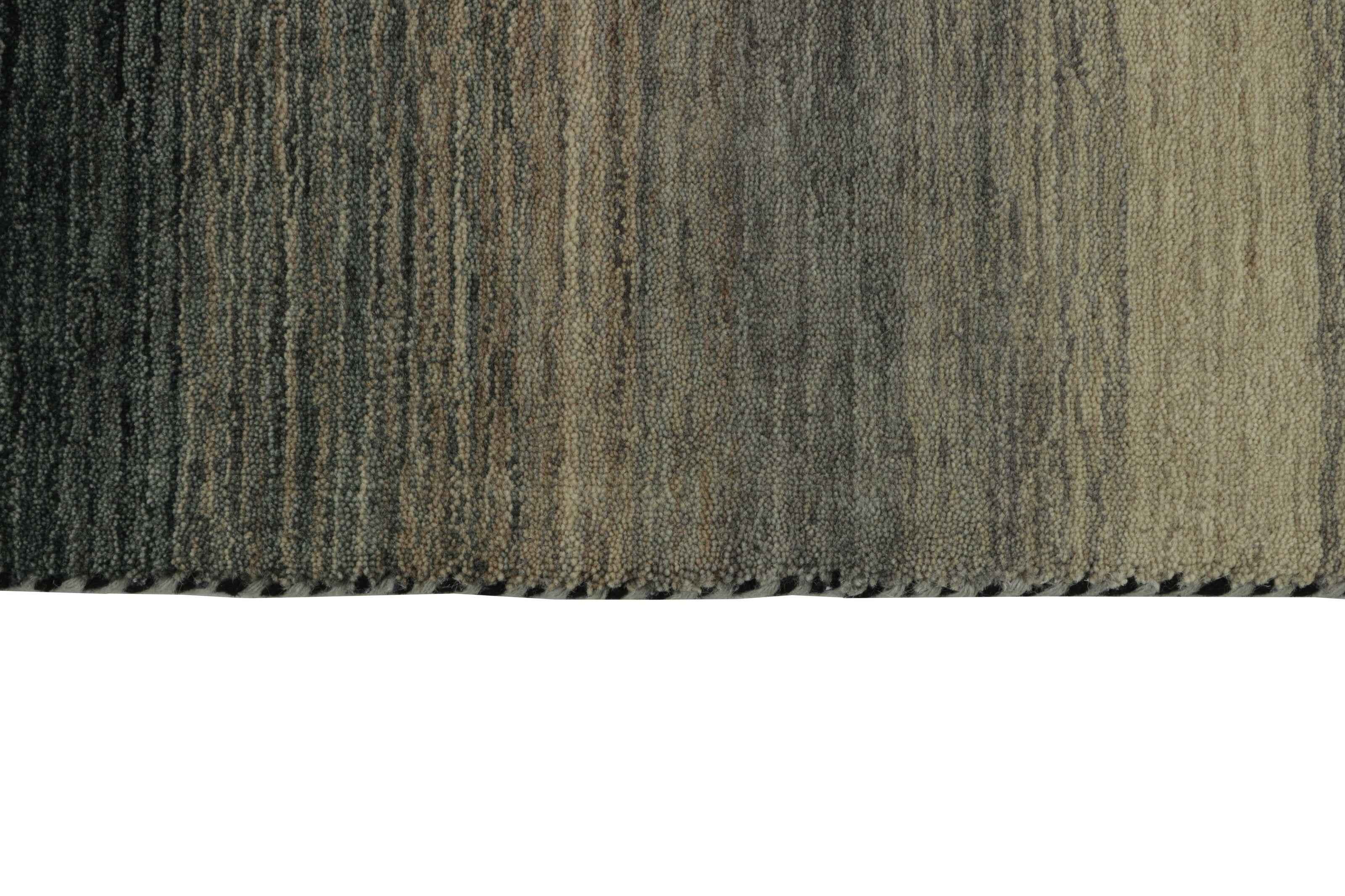 90 x 90 cm Indian Wool Black Rug-6029, Black Grey - Rugmaster