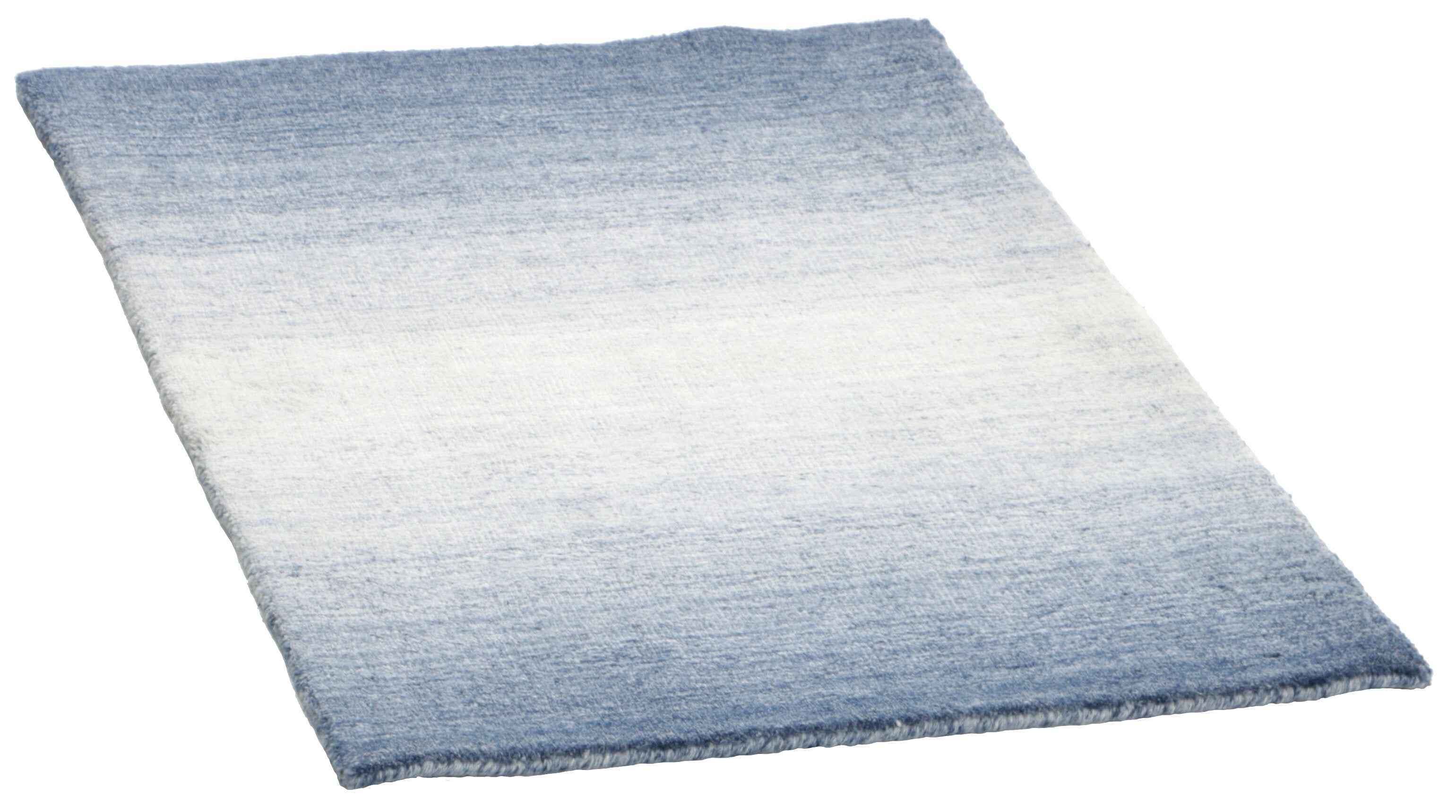 90x60 cm wool/Viscose Blue Rug-Blau, Blue - Rugoutlet