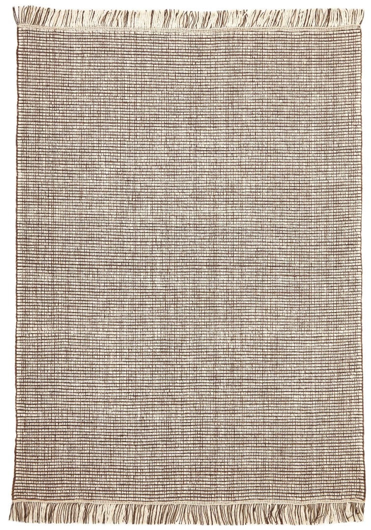 90x60 cm wool multicolour Rug-5971A, Brown White - Rugoutlet