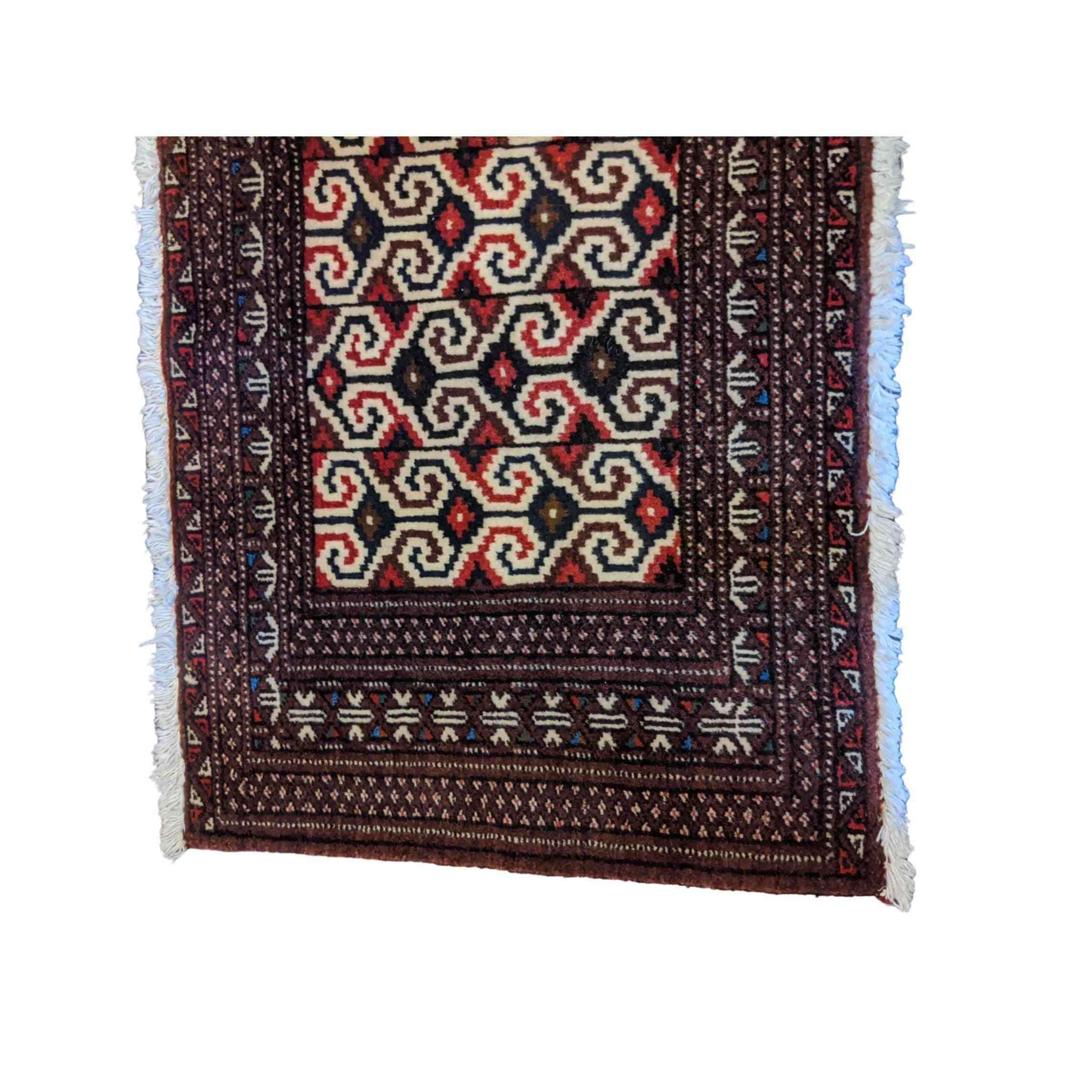 92 x 51 cm Turkomen Tribal Brown Rug - Rugmaster