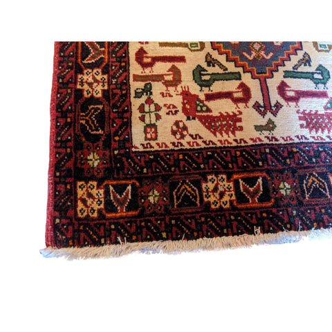 92 x 72 cm Persian Baluch Traditional Red Small Rug - Rugoutlet