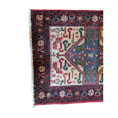 92 x 72 cm Persian Baluch Traditional Red Small Rug - Rugmaster