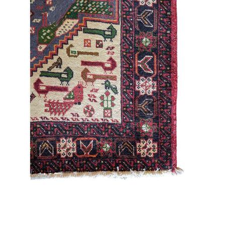 92 x 72 cm Persian Baluch Traditional Red Small Rug - Rugoutlet