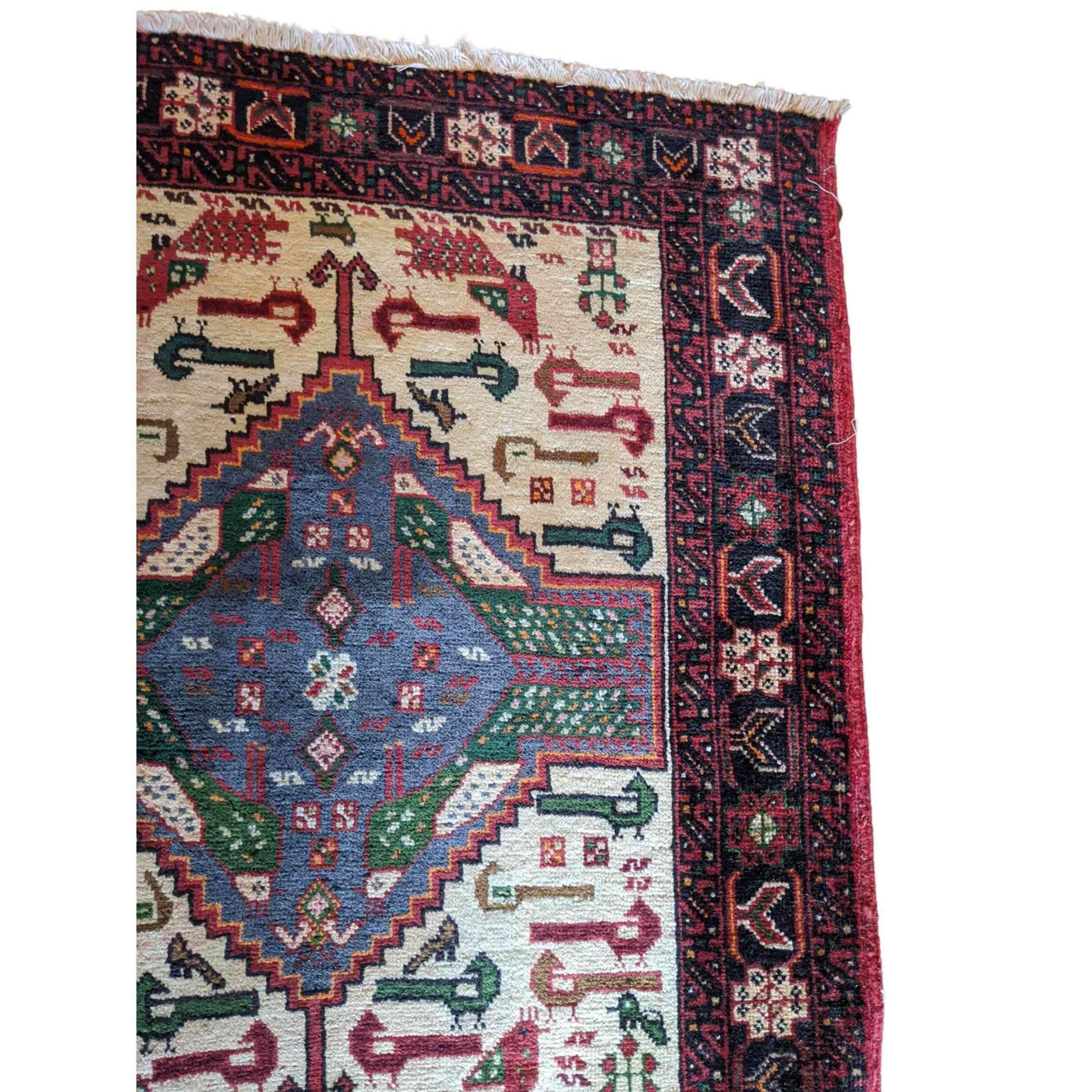 92 x 72 cm Persian Baluch Traditional Red Small Rug - Rugmaster