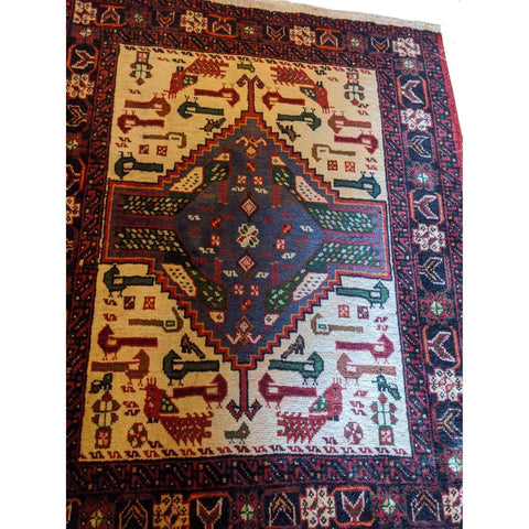 92 x 72 cm Persian Baluch Traditional Red Small Rug - Rugoutlet