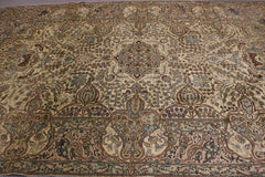 370x270 cm Antique Turkish Wool Rug Handmade Beige - Rugoutlet