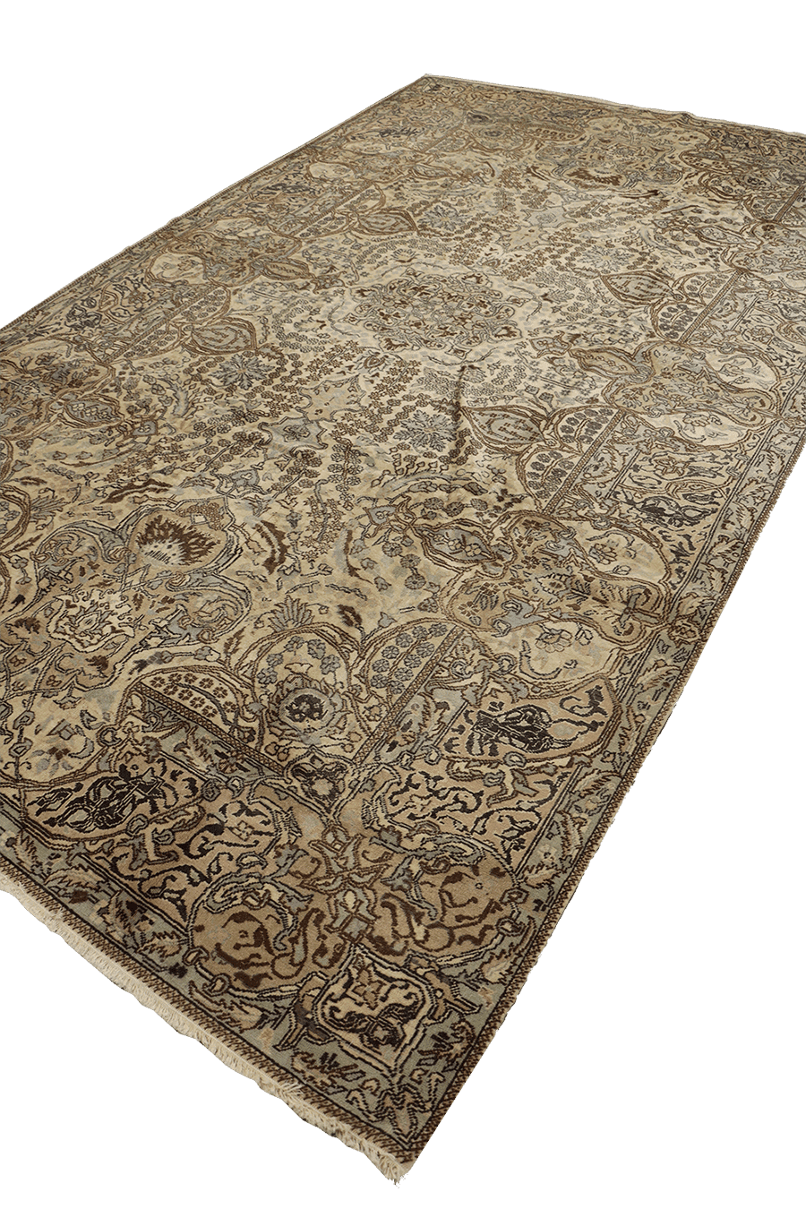 370x270 cm Antique Turkish Wool Rug Handmade Beige - Rugoutlet