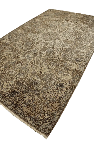 370x270 cm Antique Turkish Wool Rug Handmade Beige - Rugoutlet