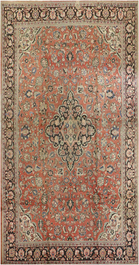 284x393 cm Antique Persian Mahal Wool Rug Handmade Black Maroon - Rugoutlet
