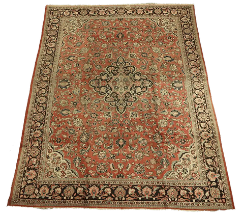 284x393 cm Antique Persian Mahal Wool Rug Handmade Black Maroon - Rugoutlet