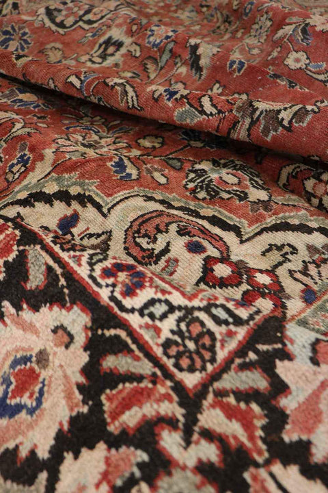284x393 cm Antique Persian Mahal Wool Rug Handmade Black Maroon - Rugoutlet