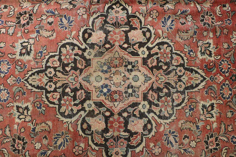 284x393 cm Antique Persian Mahal Wool Rug Handmade Black Maroon - Rugoutlet