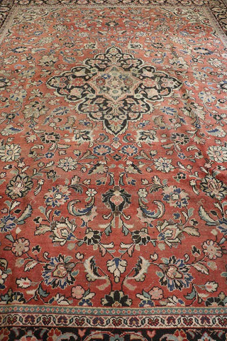 284x393 cm Antique Persian Mahal Wool Rug Handmade Black Maroon - Rugoutlet