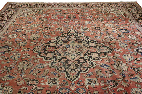 284x393 cm Antique Persian Mahal Wool Rug Handmade Black Maroon - Rugoutlet