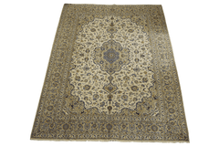 395x280cm Fine Persian Kashan Wool Rug Handmade Brown