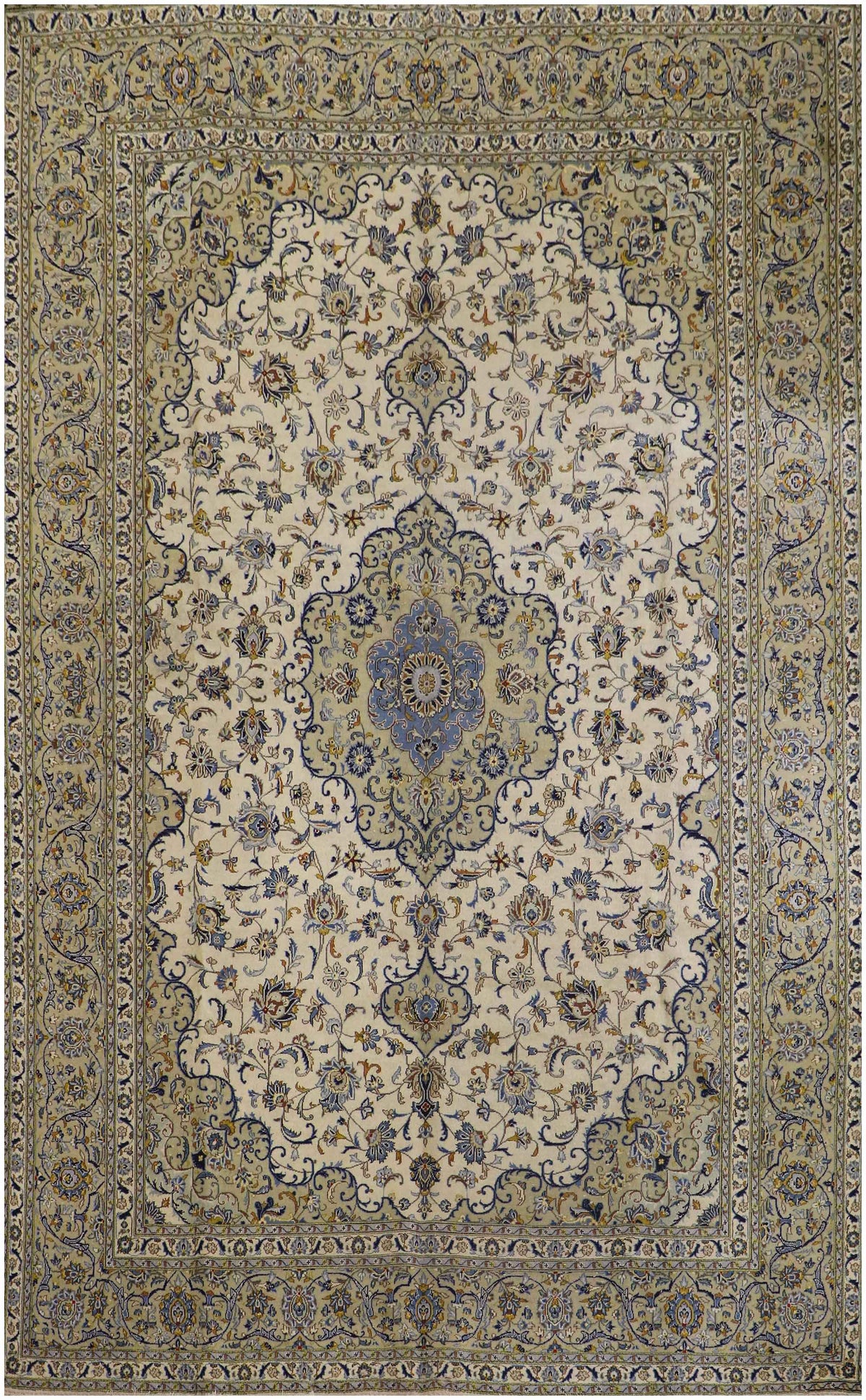 395x280cm Fine Persian Kashan Wool Rug Handmade Brown