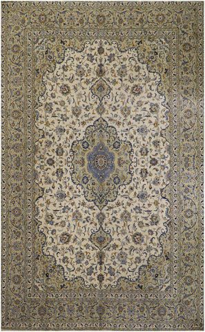 395x280cm Fine Persian Kashan Wool Rug Handmade Brown - Rugoutlet