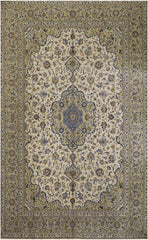 395x280cm Fine Persian Kashan Wool Rug Handmade Brown - Rugoutlet