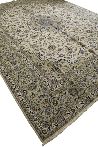 395x280cm Fine Persian Kashan Wool Rug Handmade Brown - Rugoutlet