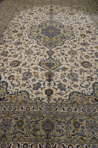 395x280cm Fine Persian Kashan Wool Rug Handmade Brown - Rugoutlet