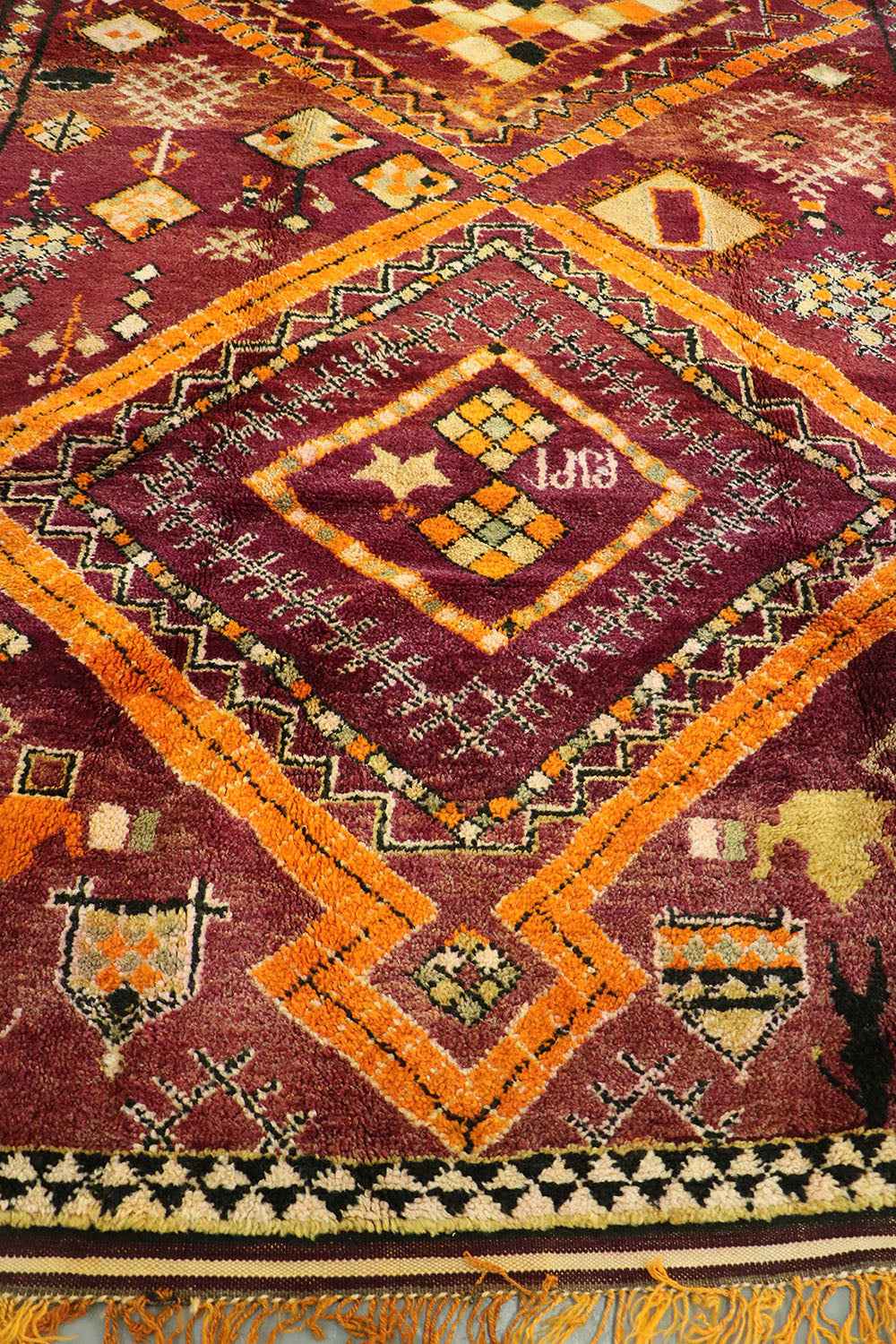 355x210 cm Berber Tribal Wool Rugs Hand Knotted Maroon - Rugoutlet