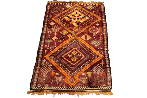 355x210 cm Berber Tribal Wool Rugs Hand Knotted Maroon - Rugoutlet