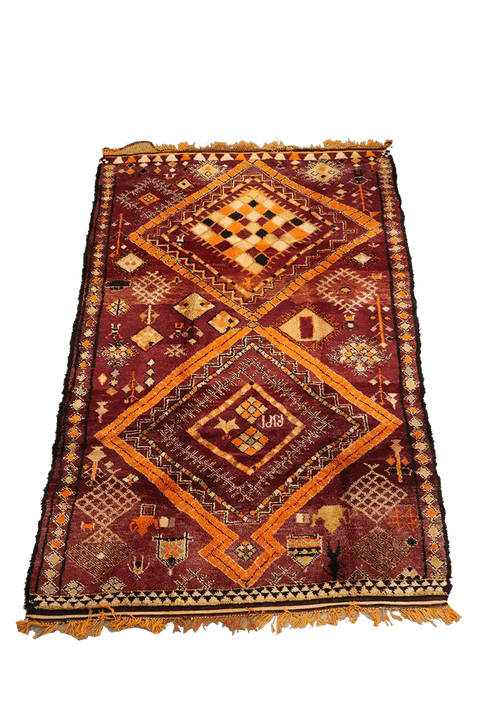 355x210 cm Berber Tribal Wool Rugs Hand Knotted Maroon - Rugoutlet