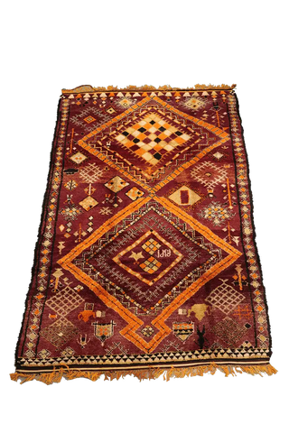 355x210 cm Berber Tribal Wool Rugs Hand Knotted Maroon - Rugoutlet