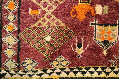 355x210 cm Berber Tribal Wool Rugs Hand Knotted Maroon - Rugoutlet