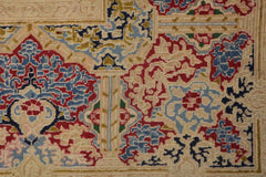 420x335 cm Fine Antique Persian Kerman Wool Yellow and Blue Rug - Rugoutlet