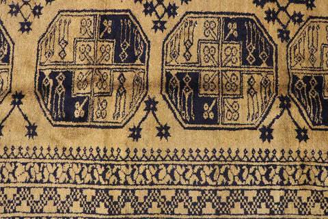 367x247 cm Old Golden Wool Rug Handmade Afghan Yellow Black - Rugoutlet