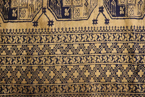 367x247 cm Old Golden Wool Rug Handmade Afghan Yellow Black - Rugoutlet