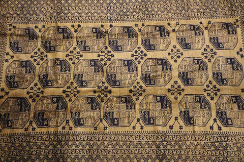 367x247 cm Old Golden Wool Rug Handmade Afghan Yellow Black - Rugoutlet