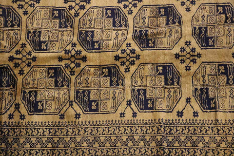 367x247 cm Old Golden Wool Rug Handmade Afghan Yellow Black - Rugoutlet