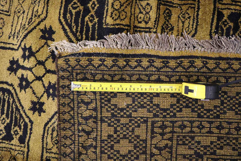 367x247 cm Old Golden Wool Rug Handmade Afghan Yellow Black - Rugoutlet